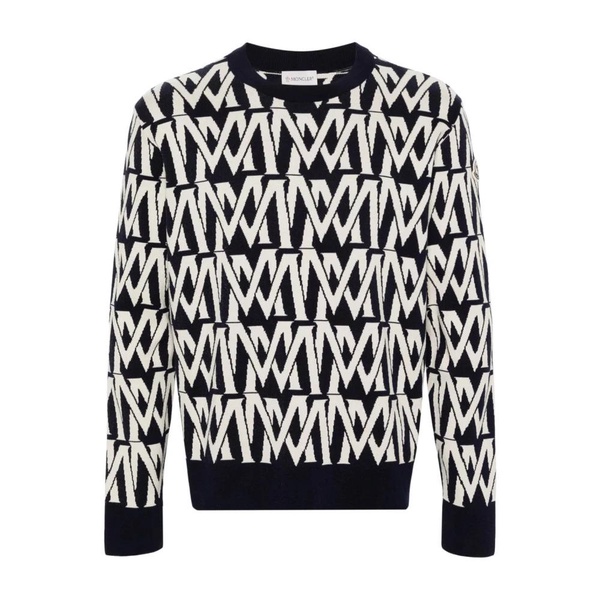 Logo pattern cotton blend sweater