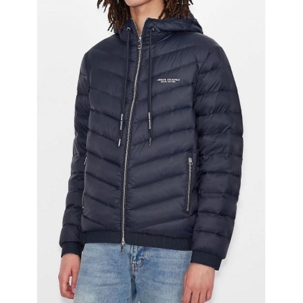 Blue Hooded Down Jacket