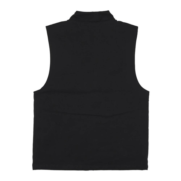 Canvas Vest Black Sleeveless V-Neck Zip