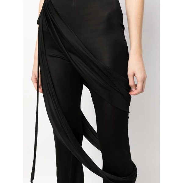 Black Flare Trousers with Draped Side Bands