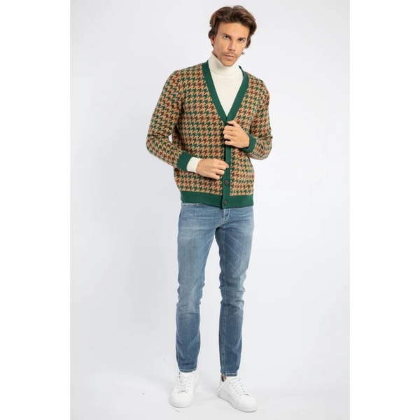 Men's Houndstooth Knitted Cardigan