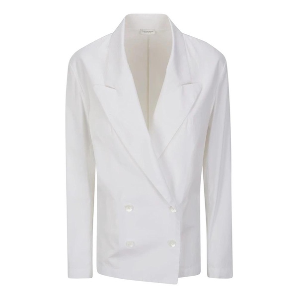 White Double-Breasted Jacket with Long Sleeves