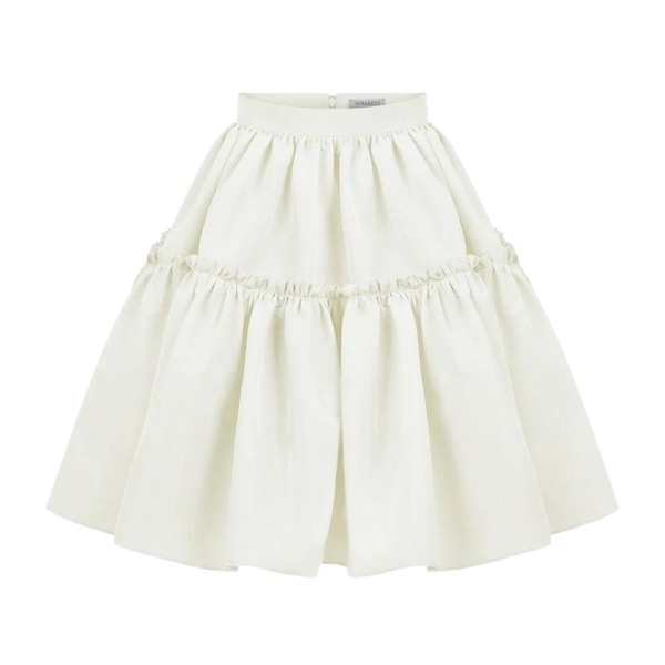 Natural Taffeta Midi Babydoll Skirt