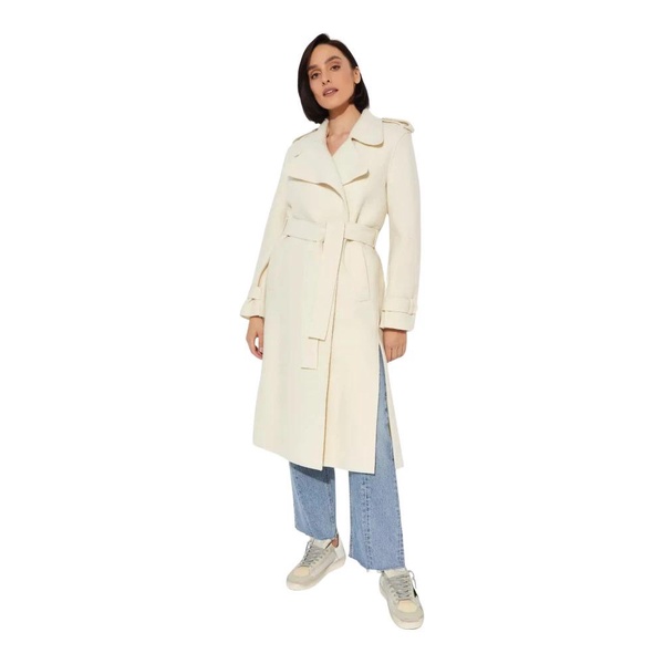 Double-Breasted Trench Coat with Slits