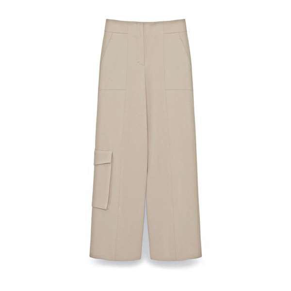 Wide Leg Cargo Pants in Beige