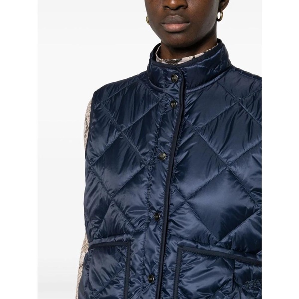 Navy Blue Quilted Sleeveless Jacket