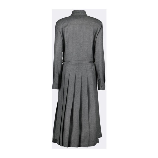 spread-collar pleated midi dress