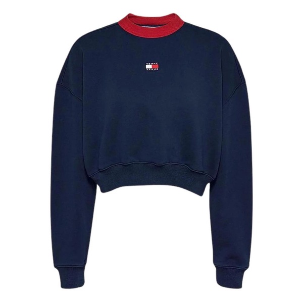 Blue Sweater Oversize Crop Streetwear Retro