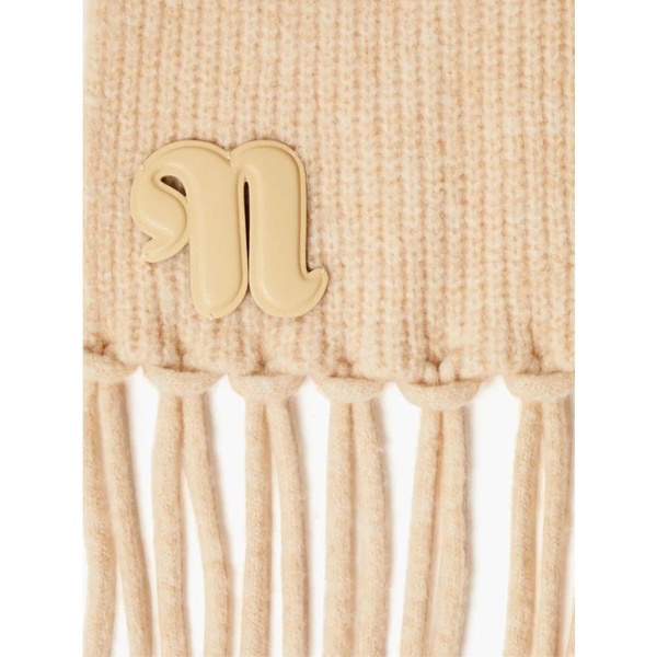 Fluffy Knit Logo Scarf Cream