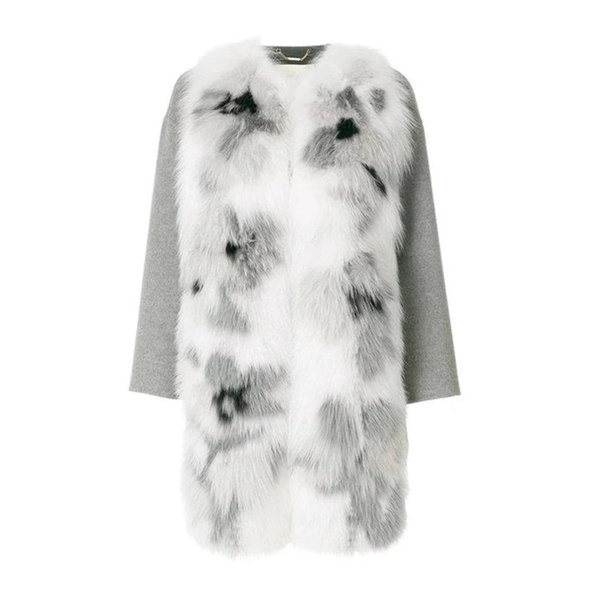 Gray Fur Trim Cashmere Coat AW22