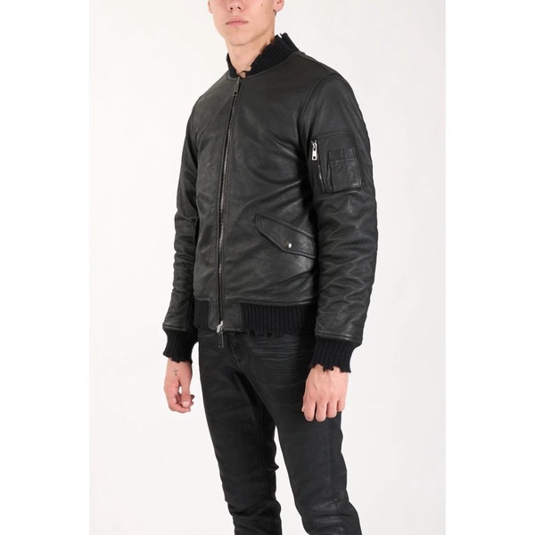 Reversible leather bomber jacket