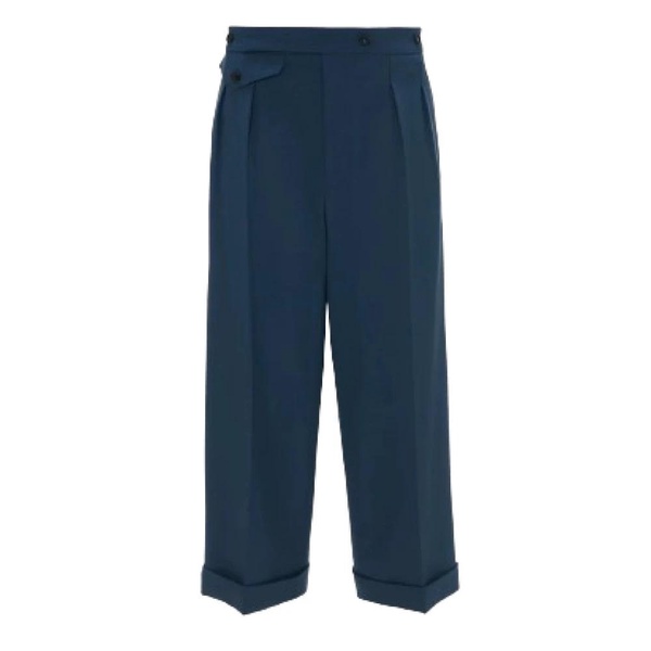 Blue Wide Leg Cropped Trousers