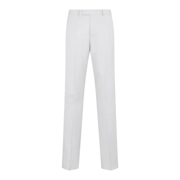 DIOR HOMME Men's Pearl-Colored Wool Cavalry Pants with Pleated Detailing