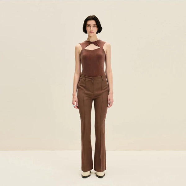 Chocolate Brown Flared Tailored Pants