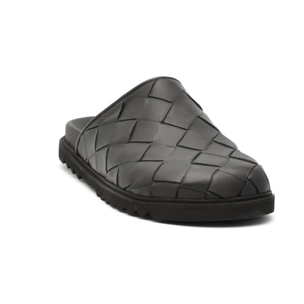 Black Leather Woven Sandal