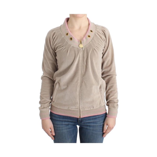 Cavalli Beige velvet zipup sweater