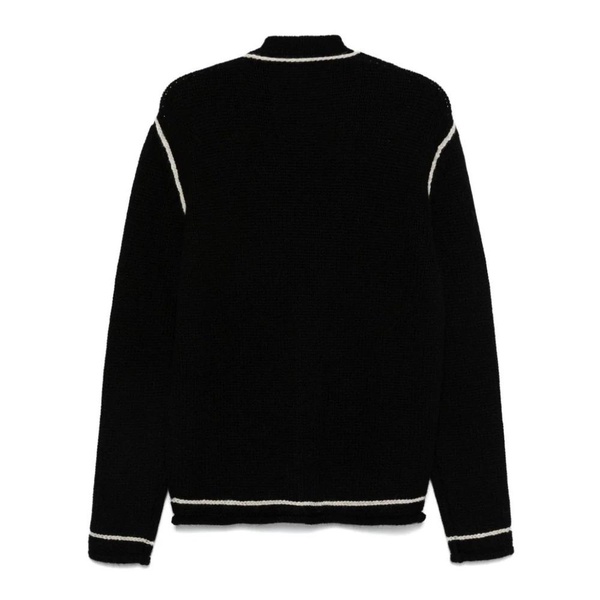 Black Ribbed Cardigan Sweater