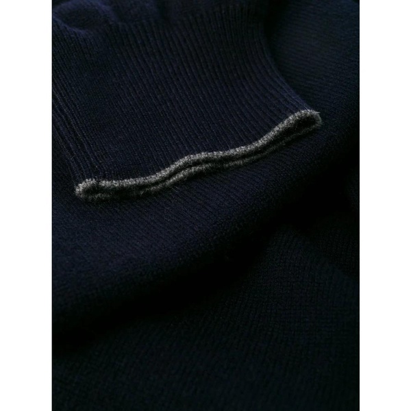 Navy Blue Cashmere Funnel Neck Sweater