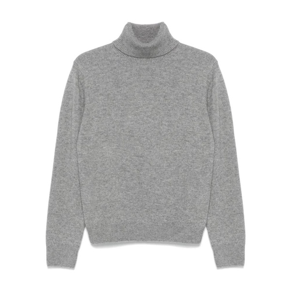 Grey Knitted Sweater with Roll Neck