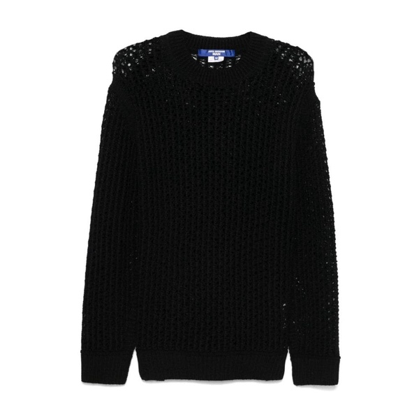 Black Wool Open Knit Sweater