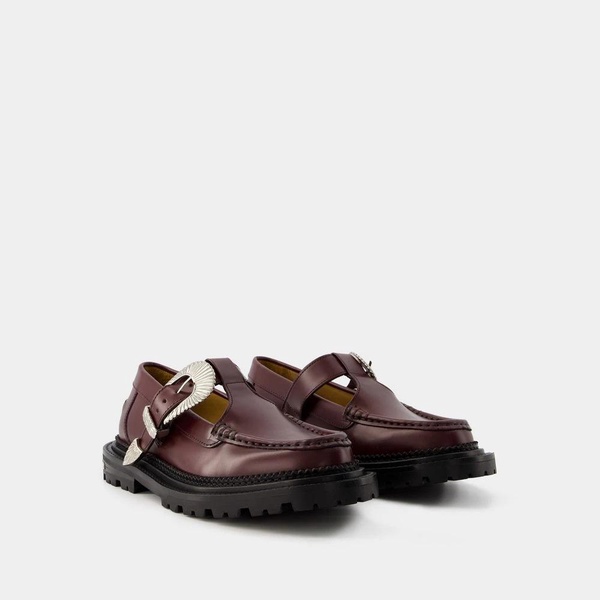 Burgundy Leather Loafers Pointed Toe