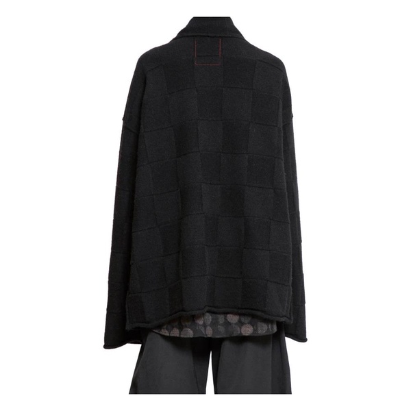 Black Checkered Wool Cashmere Cardigan