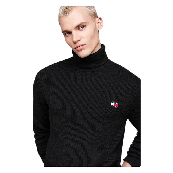 Black Ribbed Turtleneck Sweater