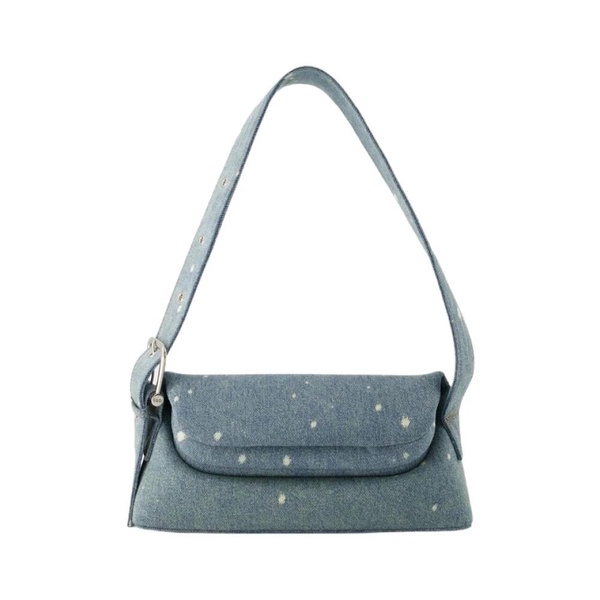 Blue Cotton Shoulder Bag with Adjustable Strap