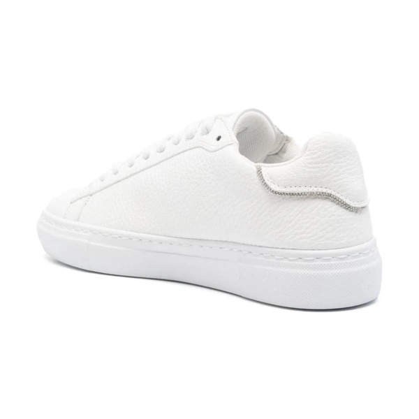 White Leather Sneakers Bead Detailing