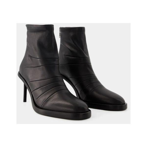 Black Leather Ankle Boots - Hedy