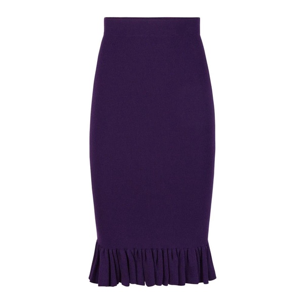 Purple Ruffled Peplum Midi Skirt