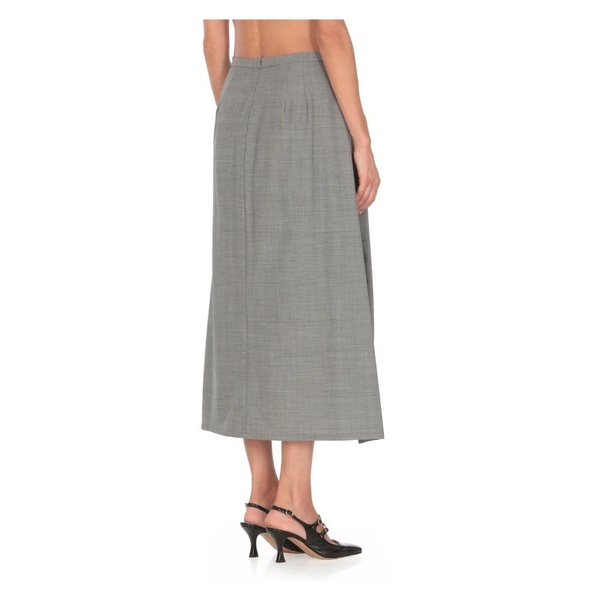 Grey Wool Skirt with Flared Hem