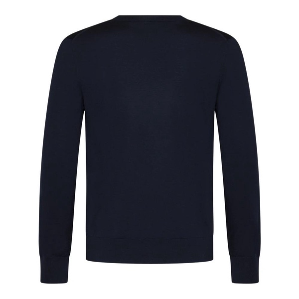 Ribbed crewneck wool sweater in navy