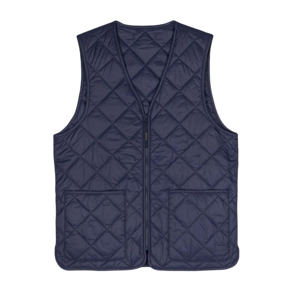 Blue Padded V-Neck Sleeveless Sweater