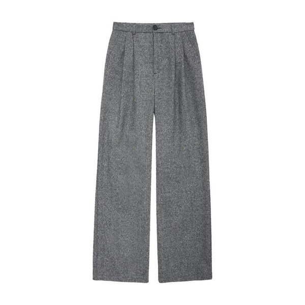 Wide Leg Wool Blend Trousers