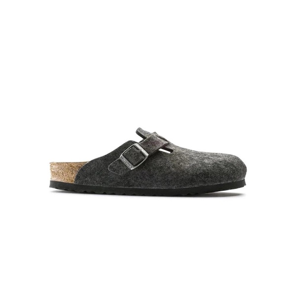 Anthracite Wool Felt Unisex Clogs