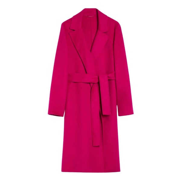 Fuchsia Wool Blend Wrap Coat