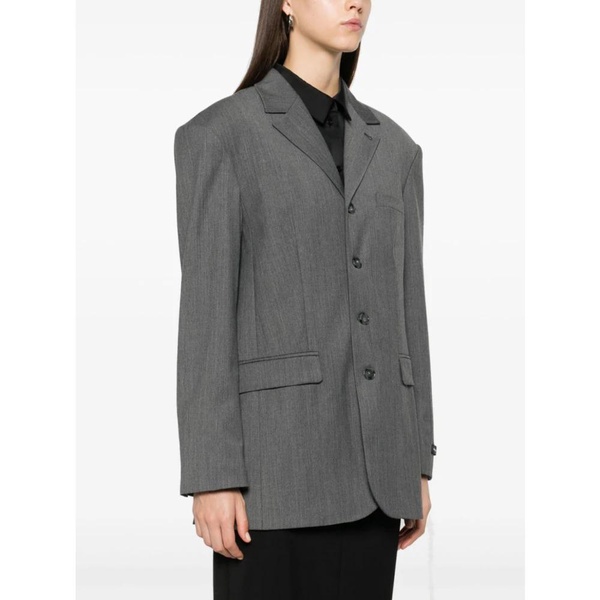 Slate Grey Blazer with Off-Center Button