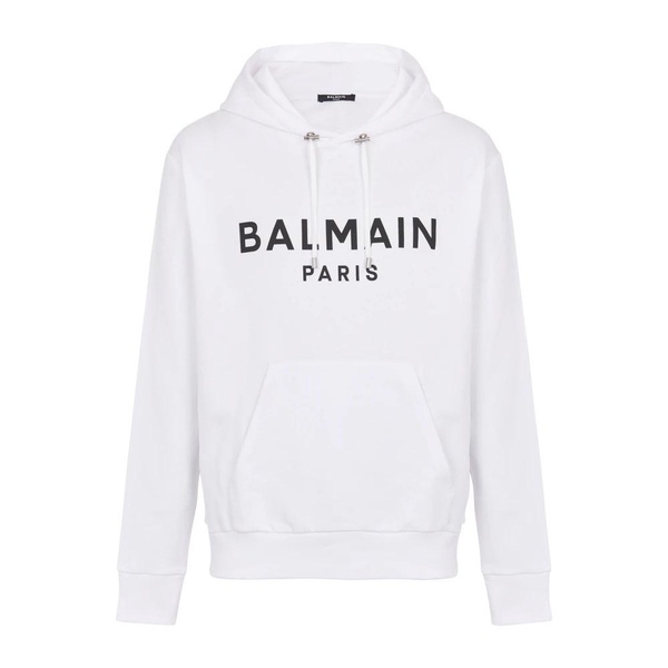 BALMAIN Luxury French Terry Logo Hoodie - Size L