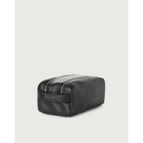 Black Leather Beauty Case with Pockets