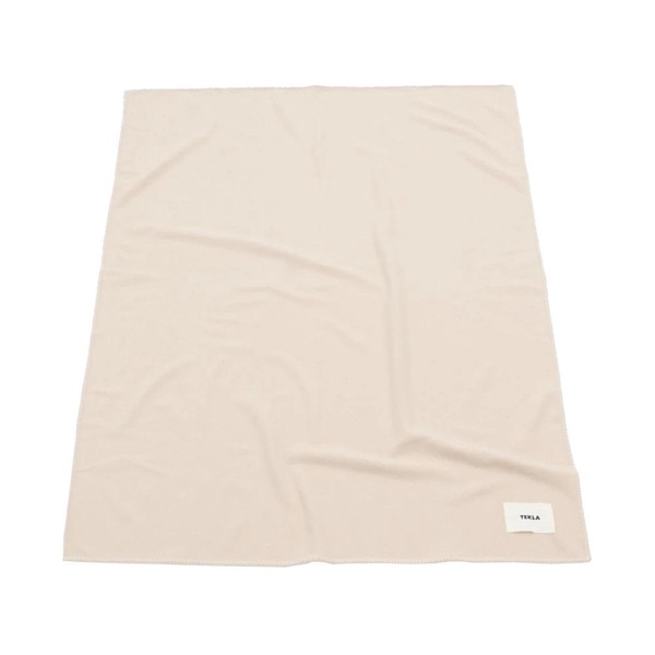 White Wool Blanket with Logo Patch