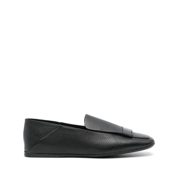 Black Leather Slip-On Shoes