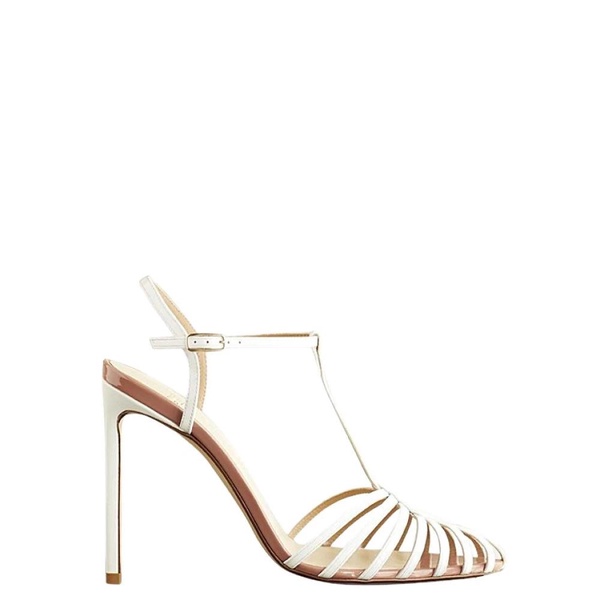 Cut-out Detail Mid-Heel White Pumps