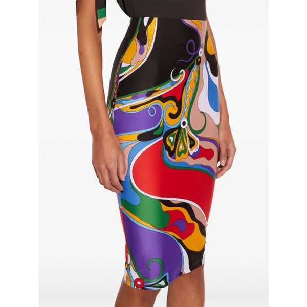 Purple Abstract Pattern Pencil Skirt