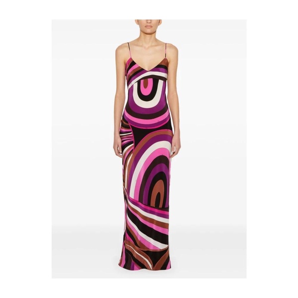 Fuchsia Abstract Pattern Silk Dress