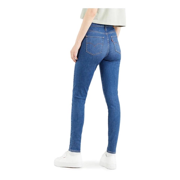 Blue Plain Zip Button Jeans Women