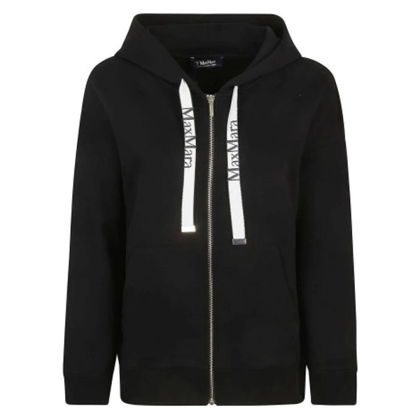 Black Hooded Sweatshirt with Zip Closure