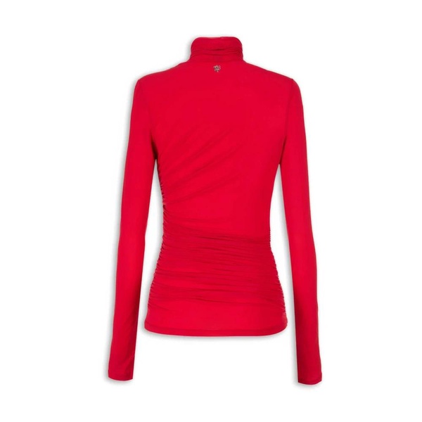 Red Jersey Top with High Collar