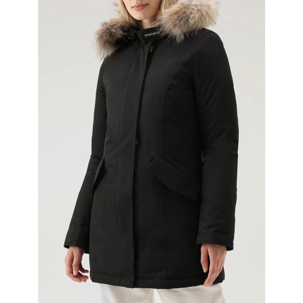 Black Synthetic Parka Coat