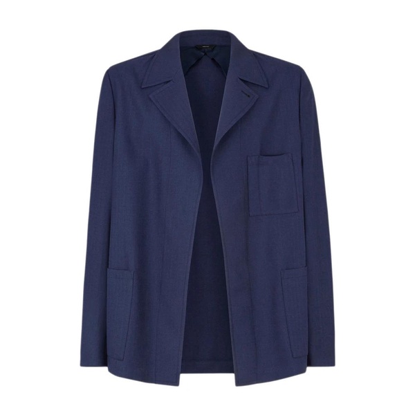 Blue Wool Lapel Jacket